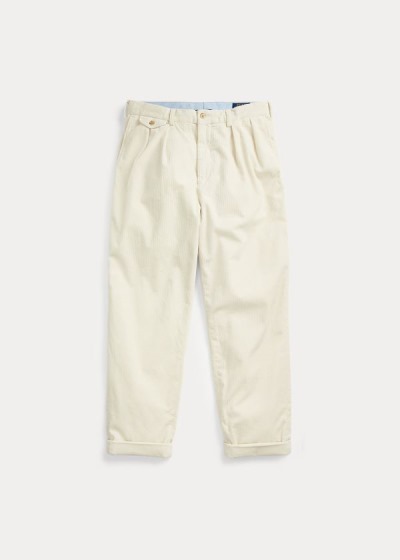 Pantalones Polo Ralph Lauren Hombre Creme - Pleated Baggy Corduroy - BGSFY7183